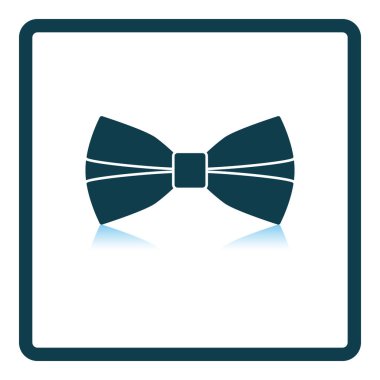 İş Kelebeği Kravat Simgesi. Kare Gölge Yansıma Tasarımı. Vektör İllüstrasyonu.