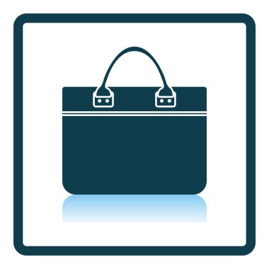 İş kadını evrak çantası ikonu. Kare Gölge Yansıma Tasarımı. Vektör İllüstrasyonu.