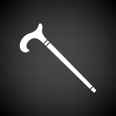 Yürüyen Çubuk Simgesi. Siyah Arkaplan 'da beyaz. Vektör İllüstrasyonu.