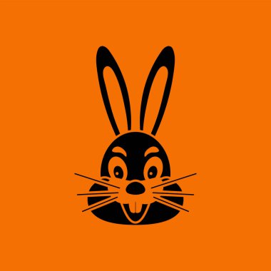 Paskalya Tavşanı Simgesi. Turuncu Arkaplan 'da siyah. Vektör İllüstrasyonu.