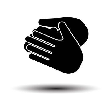 El yıkama ikonu. Gölge ile Beyaz Arkaplanda Siyah. Vektör İllüstrasyonu.