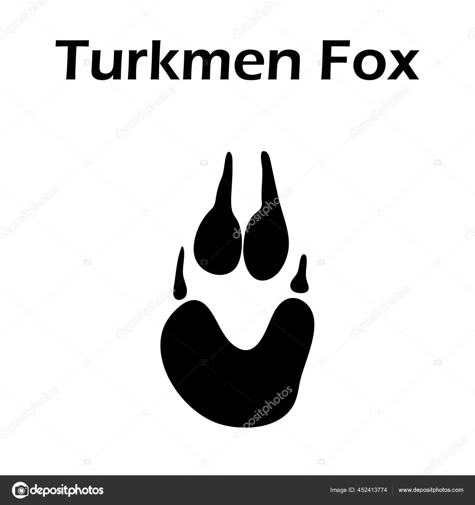 Turkmen Fox Footprint Black Silhouette Design Vector Illustration Stock