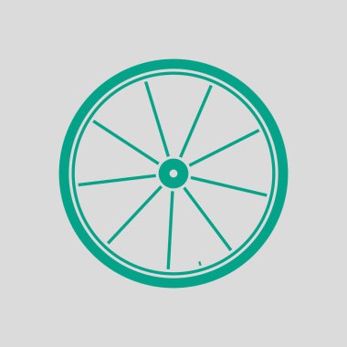 Bisiklet Tekerleği Simgesi. Gri Arkaplan 'da yeşil. Vektör İllüstrasyonu.