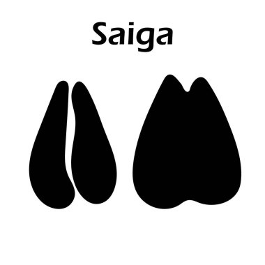 Saiga Ayak İzi. Siyah Siluet Tasarımı. Vektör İllüstrasyonu.
