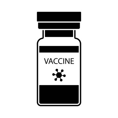 Covid Aşı Simgesi. Siyah Şablon Tasarımı. Vektör İllüstrasyonu.