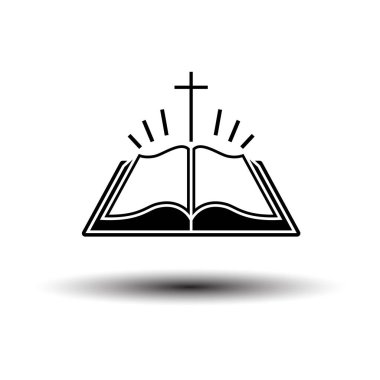 Kutsal İncil ikonu. Gölge ile Beyaz Arkaplanda Siyah. Vektör İllüstrasyonu.