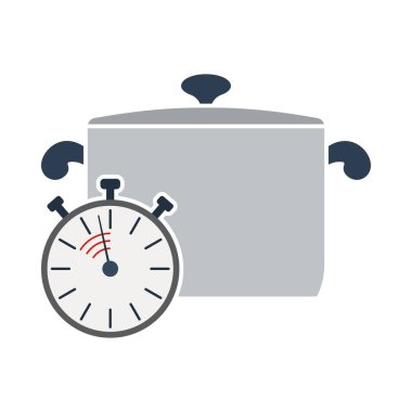 Kronometre Simgesi ile Pan. Düz Renk Tasarımı. Vektör İllüstrasyonu.