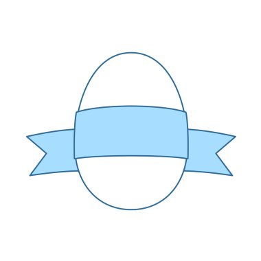 Kurdele ikonlu Paskalya Yumurtası. Mavi Dolgu Tasarımı ile ince çizgi. Vektör İllüstrasyonu.