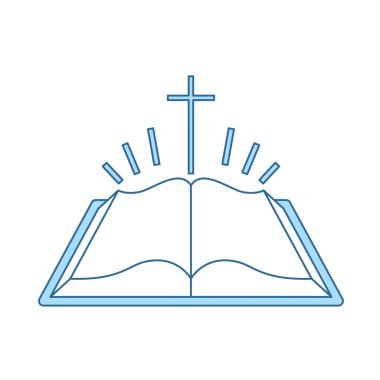 Kutsal İncil ikonu. Mavi Dolgu Tasarımı ile ince çizgi. Vektör İllüstrasyonu.