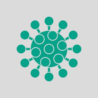 Coronavirus Molekül Simgesi. Gri Arkaplan 'da yeşil. Vektör İllüstrasyonu.