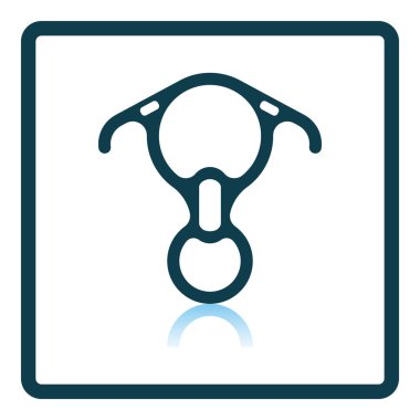 Dağcı Descender Simgesi. Kare Gölge Yansıma Tasarımı. Vektör İllüstrasyonu.