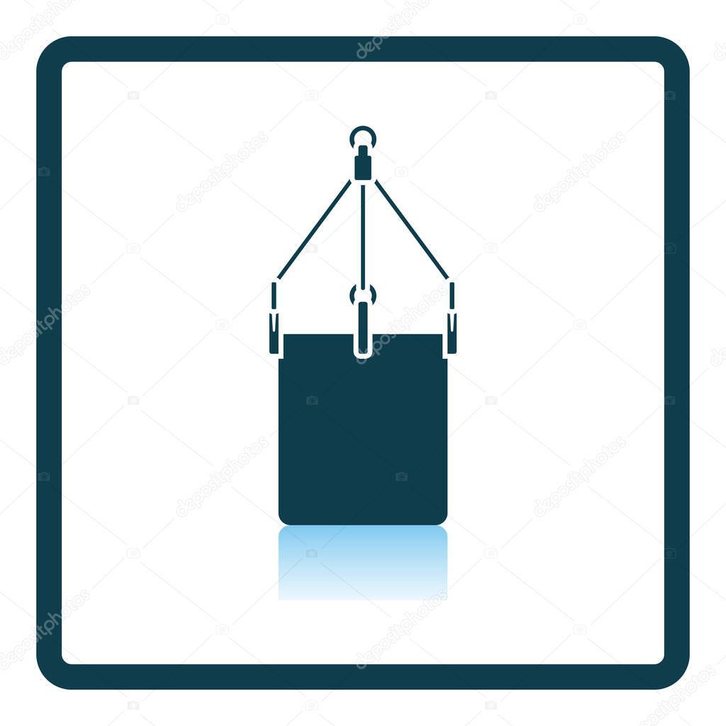 Alpinist Bucket Icon. Square Shadow Reflection Design. Vector Illustration.