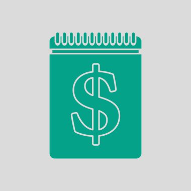 Dollar Calendar Icon. Green on Gray Background. Vector Illustration.