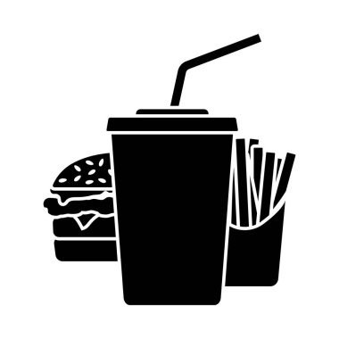 Fast Food Icon. Black Stencil Design. Vector Illustration.