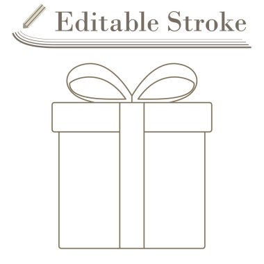 Gift Box Icon. Editable Stroke Simple Design. Vector Illustration.