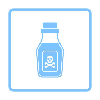 Poison Bottle Icon. Blue Frame Design. Vector Illustration.