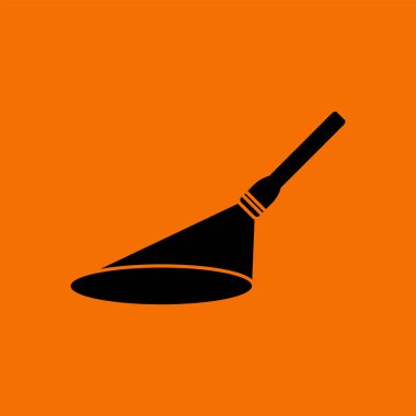 Flashlight Icon. Black on Orange Background. Vector Illustration.