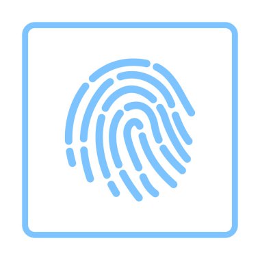 Fingerprint Icon. Blue Frame Design. Vector Illustration.