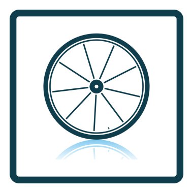 Bike Wheel Icon. Square Shadow Reflection Design. Vector Illustration.