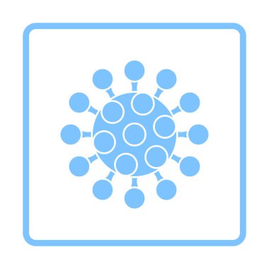 Coronavirus Molecule Icon. Blue Frame Design. Vector Illustration.