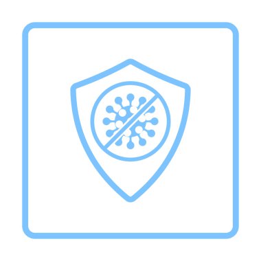 Shield From Coronavirus Icon. Blue Frame Design. Vector Illustration.