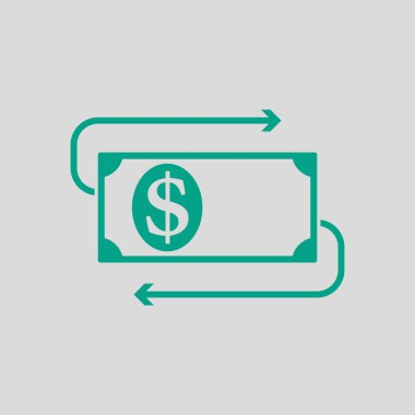 Cash Back Dollar Banknote Icon. Green on Gray Background. Vector Illustration.