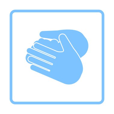 Hand Washing Icon. Blue Frame Design. Vector Illustration.