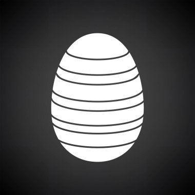 Easter Egg With Ornate Icon. White on Black Background. Vector Illustration.