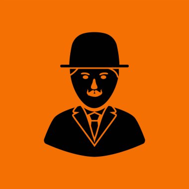 Detective Icon. Black on Orange Background. Vector Illustration.