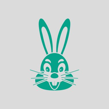 Easter Rabbit Icon. Green on Gray Background. Vector Illustration.