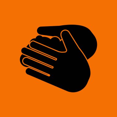 Hand Washing Icon. Black on Orange Background. Vector Illustration.