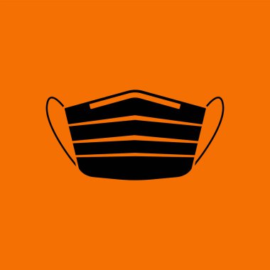 Medical Face Mask Icon. Black on Orange Background. Vector Illustration.
