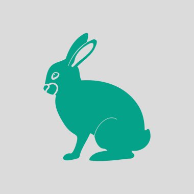 Easter Rabbit Icon. Green on Gray Background. Vector Illustration.