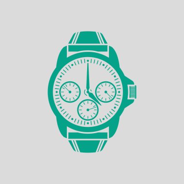 İş İzleme Simgesi. Gri Arkaplan 'da yeşil. Vektör İllüstrasyonu.