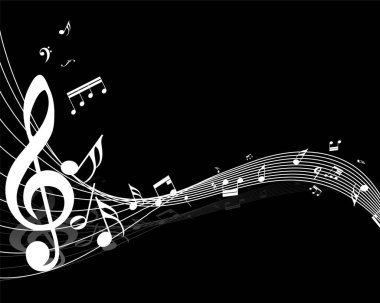 Müzik Tasarım Elementleri Müzik Ekibi 'nden Treble Keyf ve Siyah ve Beyaz Renkli Notalar. Vektör İllüstrasyonu. 