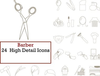 Berber Simgesi Set. Doldurma Tasarımı Olmadan İnce Düzenlenebilir Vuruş Çizgisi. Vektör İllüstrasyonu.