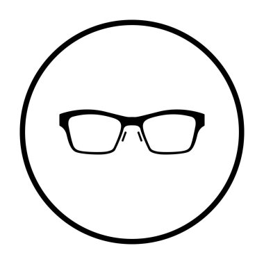 İş kadını gözlüğü ikonu. İnce Çember Şablon Tasarımı. Vektör İllüstrasyonu.