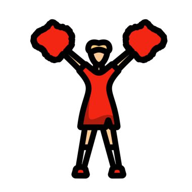 Amerikan futbolu ponpon kız ikonu. Renk Doldurma Tasarımı ile Düzenlenebilir Tasarım. Vektör İllüstrasyonu.