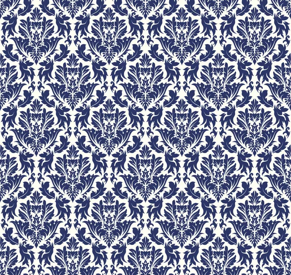 Damask Kusursuz Vektör Deseni. Kraliyet Barok Tarzı Arkaplan Dokusunda Zarif Tasarım. Çiçek ve Girdap elementi. Tekstil Yazdırma ve Duvar Kağıdı için ideal.