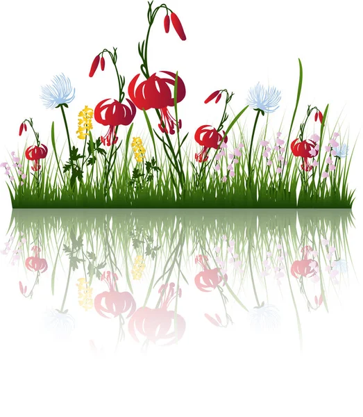 Arka plandaki çimen siluetlerini suda yansıtarak yönlendir. Tüm nesneler ayrılmıştır.