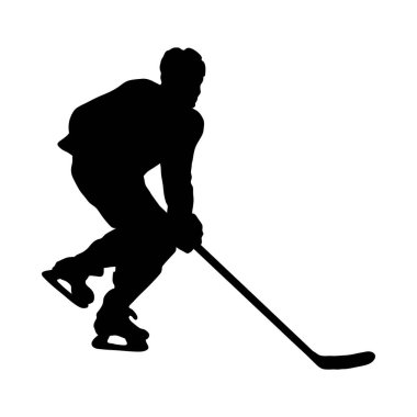Hokey oyuncusu silueti. Pürüzsüz ve Temiz Çizgiler. Yüksek Detaylı Hokey Oyuncusu Silueti. Vektör İllüstrasyonu.