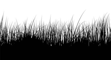 Meadow Grass Kusursuz Geçmişi. Siyah renklerde şirin, temiz ve pürüzsüz çayır sınır tasarımı. Tüm nesneler ayrılmıştır. Vektör İllüstrasyonu. 