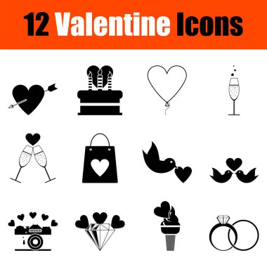 Valentine Simgesi Ayarlandı. Şirin ve Pürüzsüz Kabartma Tasarımı. Tamamen düzenlenebilir vektör çizimi. Metin genişletildi.