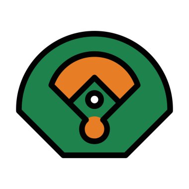 Beyzbol Sahası Havacılık Görünüm Simgesi. Renk Doldurma Tasarımı ile Düzenlenebilir Kalın Tasarım. Vektör İllüstrasyonu.