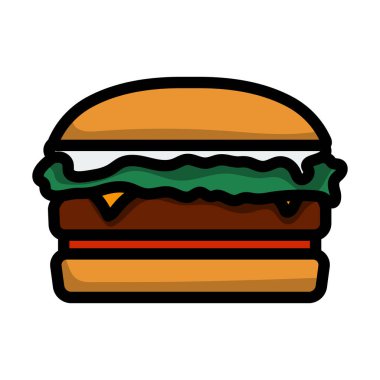 Hamburger ikonu. Renk Doldurma Tasarımı ile Düzenlenebilir Kalın Tasarım. Vektör İllüstrasyonu.