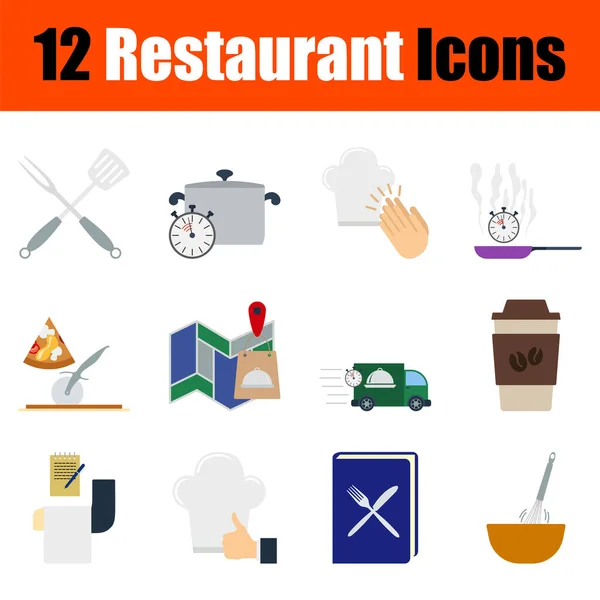 Restaurante Icon Set Design Plano Ilustração Vetorial Totalmente Editável Texto —  Vetores de Stock