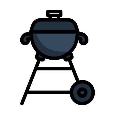 Barbekü ikonu. Renk Doldurma Tasarımı ile Düzenlenebilir Kalın Tasarım. Vektör İllüstrasyonu.
