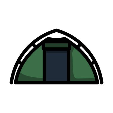 Turistik Çadır ikonu. Renk Doldurma Tasarımı ile Düzenlenebilir Kalın Tasarım. Vektör İllüstrasyonu.