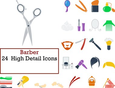 Berber Simgesi Set. Düz Tasarım. Tamamen düzenlenebilir vektör çizimi. Metin genişletildi.