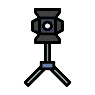 Sahne Projektörü Simgesi. Renk Doldurma Tasarımı ile Düzenlenebilir Kalın Tasarım. Vektör İllüstrasyonu.